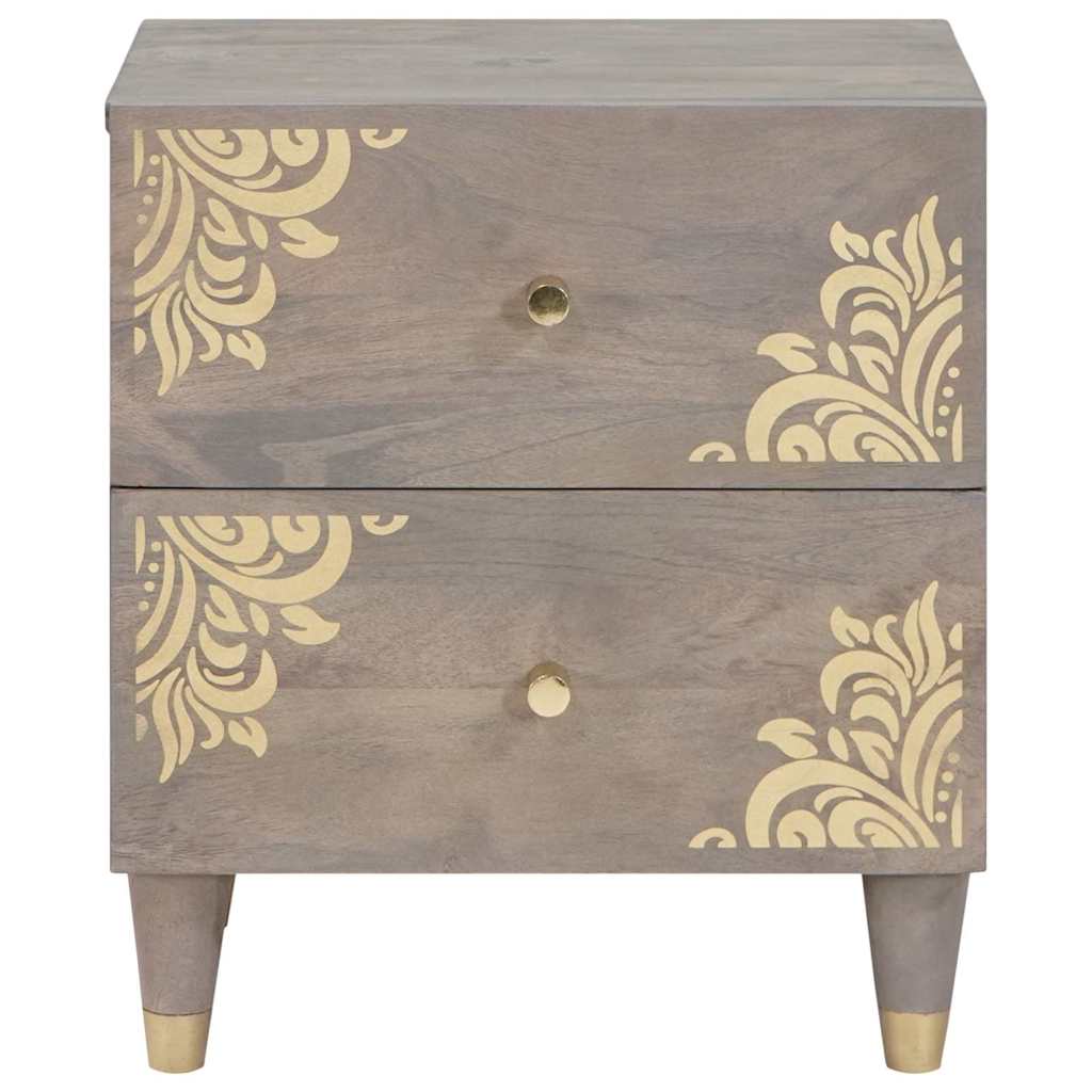Nachttisch 2 pcs Grau 40 x 33 x 46 cm massives Mangoholz