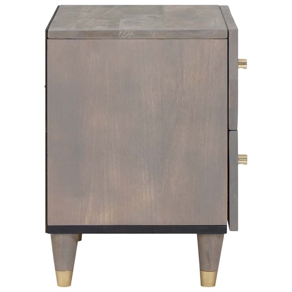 Nachttisch 2 pcs Grau 40 x 33 x 46 cm massives Mangoholz