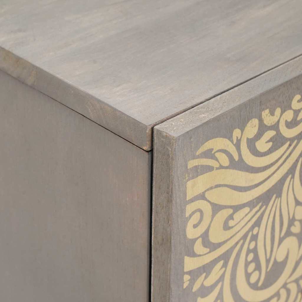 Sideboard Grau und Gold 60 x 33.5 x 75 cm Massivholz Mango