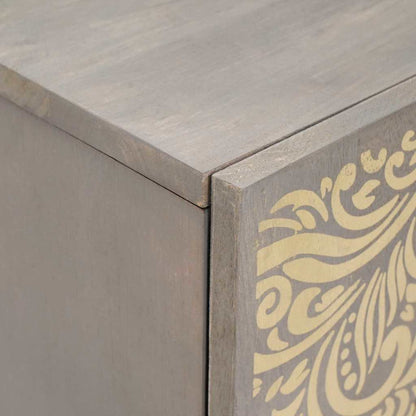 Sideboard Grau und Gold 60 x 33.5 x 75 cm Massivholz Mango