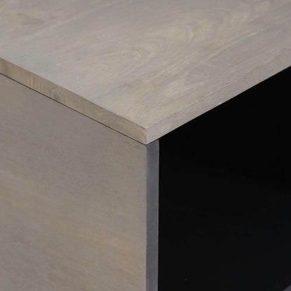 Couchtisch Grau 80 x 50 x 40 cm massives Mangoholz