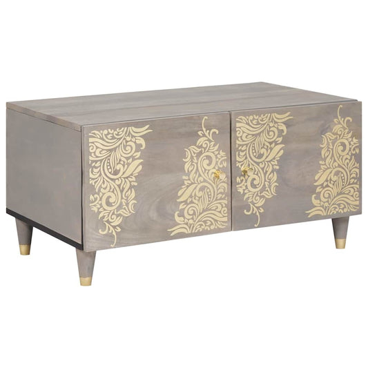 Couchtisch Grau 80 x 50 x 40 cm massives Mangoholz