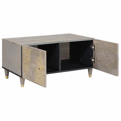 Couchtisch Grau 80 x 50 x 40 cm massives Mangoholz
