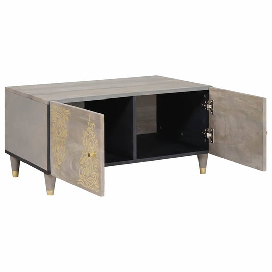 Couchtisch Grau 80 x 50 x 40 cm massives Mangoholz