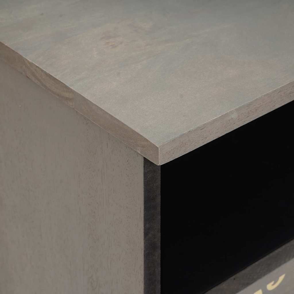 Nachttisch 2 pcs Grau 40 x 33 x 46 cm massives Mangoholz