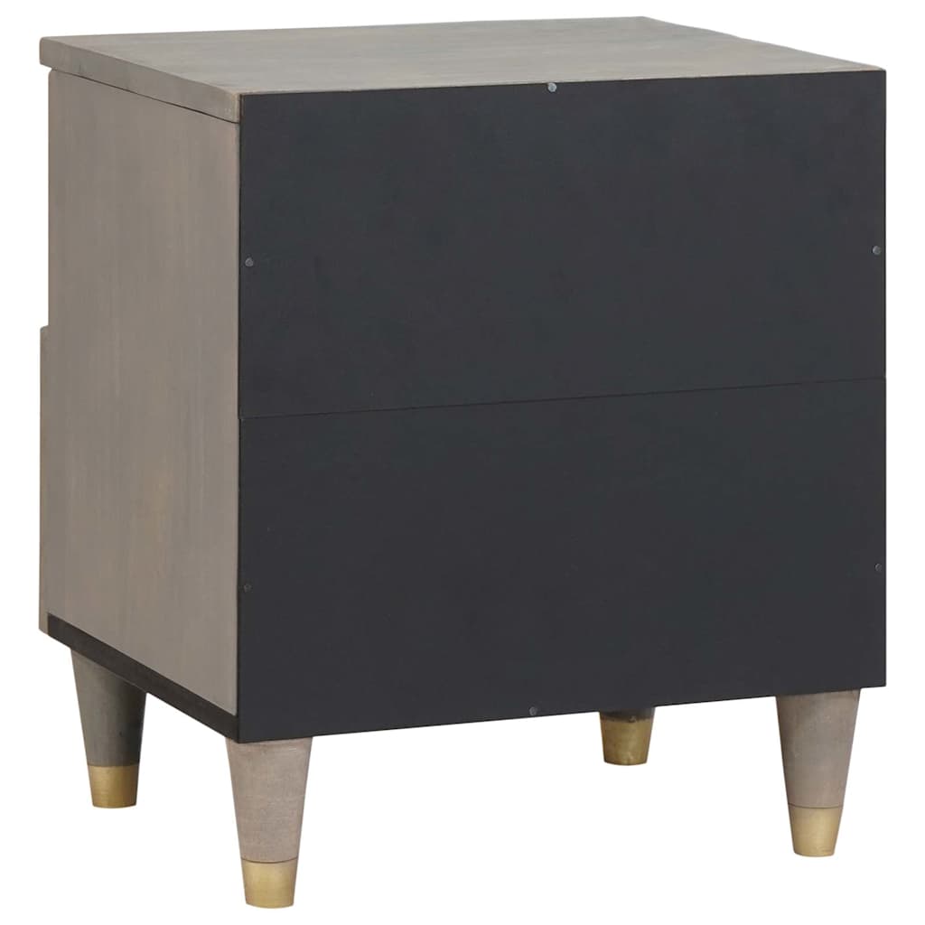 Nachttisch 2 pcs Grau 40 x 33 x 46 cm massives Mangoholz