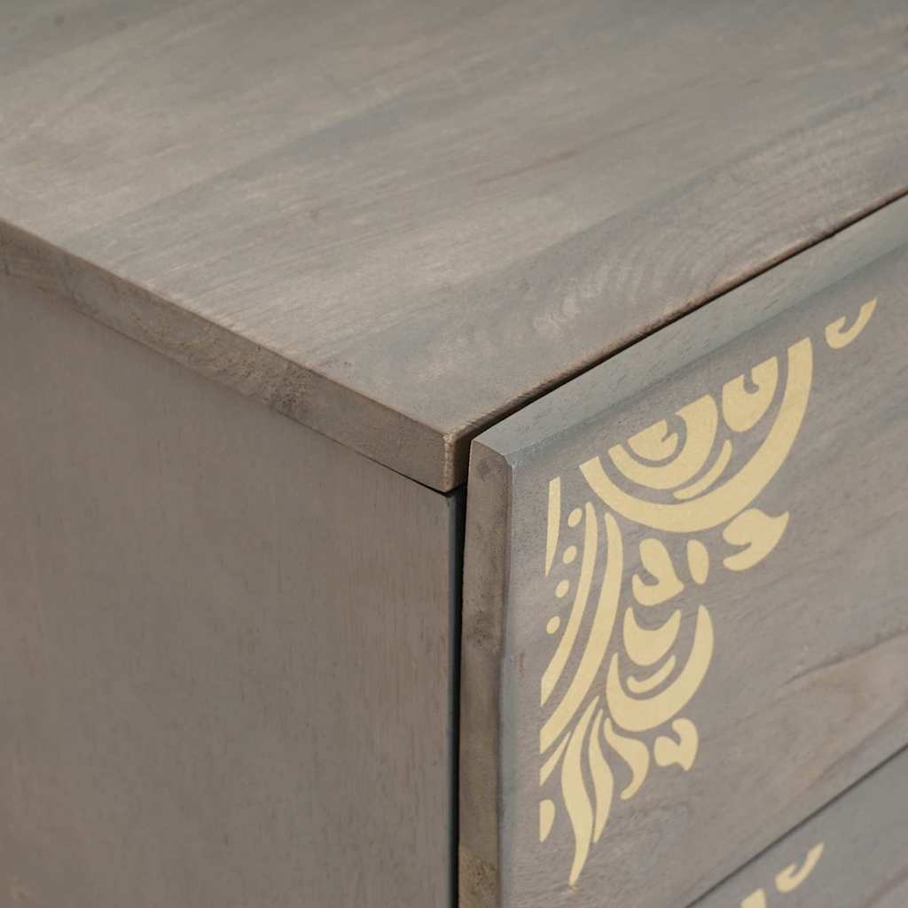 Nachttisch Grau 50 x 33 x 62 cm massives Mangoholz