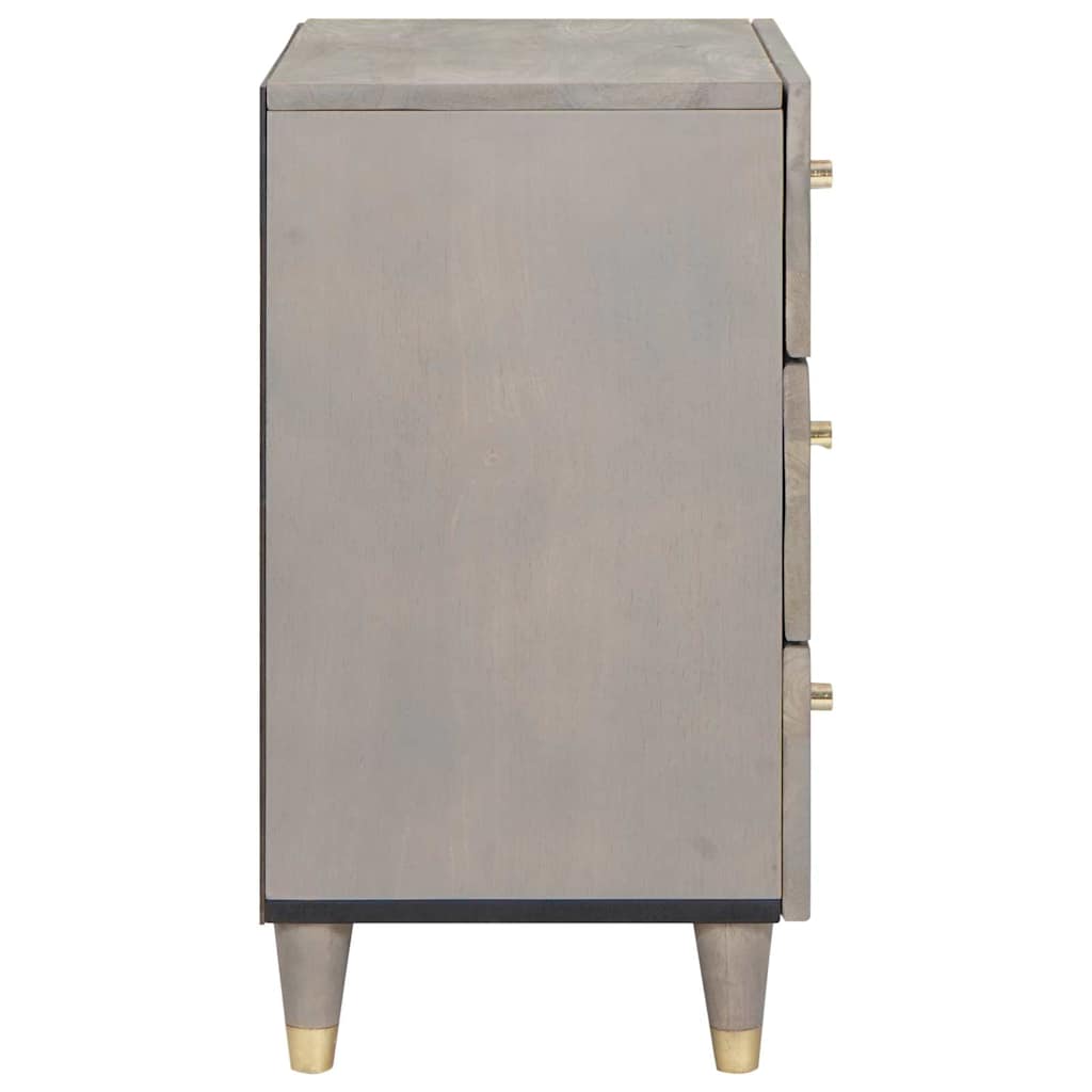 Nachttisch Grau 50 x 33 x 62 cm massives Mangoholz