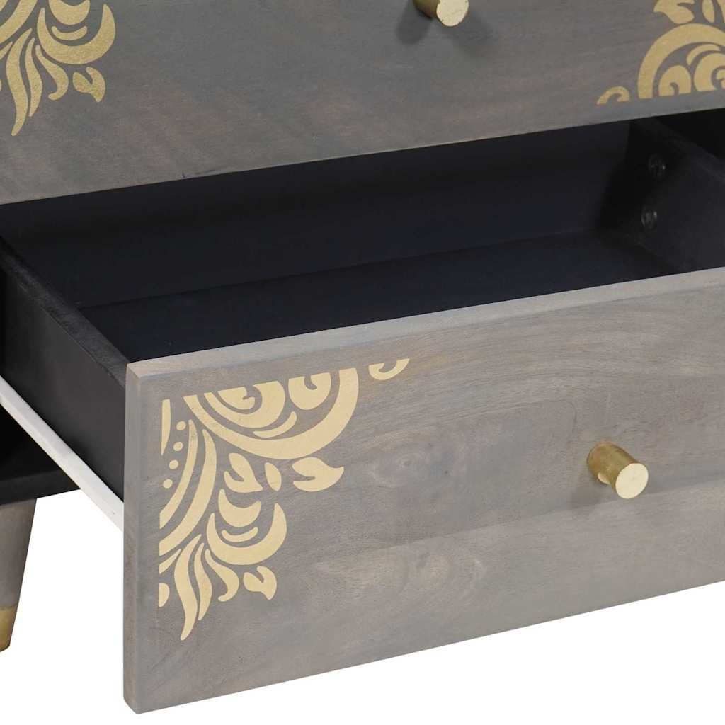 Nachttisch Grau 50 x 33 x 62 cm massives Mangoholz