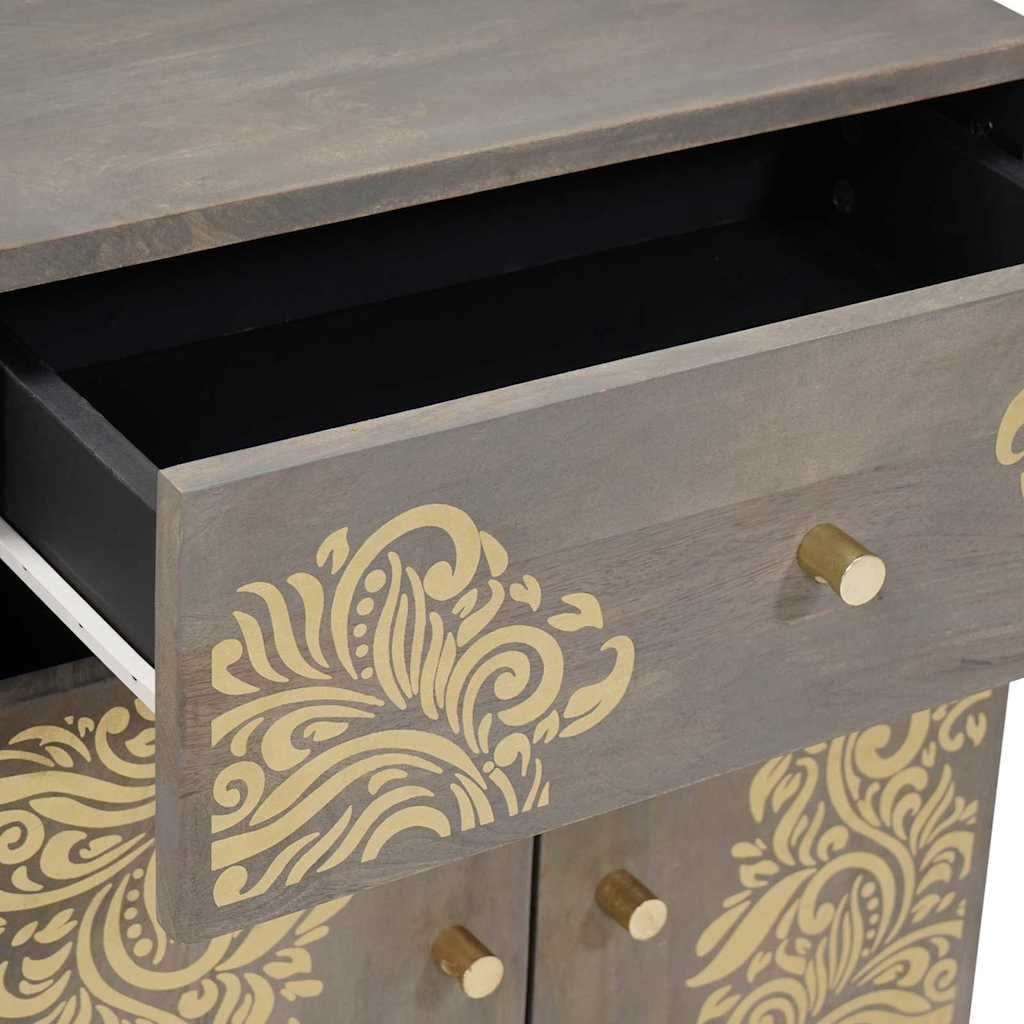 Nachttisch mit Schubladen Grau 50 x 33 x 60 cm Massivholz Mango