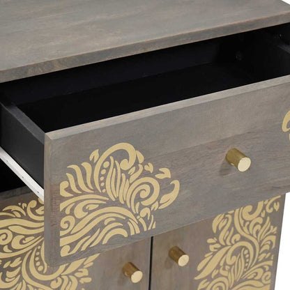 Nachttisch mit Schubladen Grau 50 x 33 x 60 cm Massivholz Mango