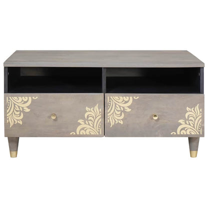 Couchtisch with Drawer Grau 80 x 54 x 40 cm massives Mangoholz