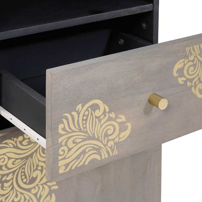 Sideboard Grau 38 x 33,5 x 160 cm Massivholz Mango