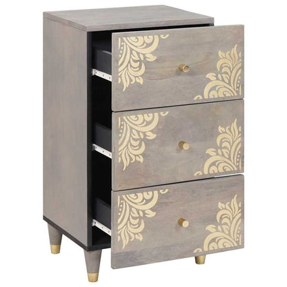 Sideboard Grau und Gold 40 x 33.5 x 75 cm Massivholz Mango