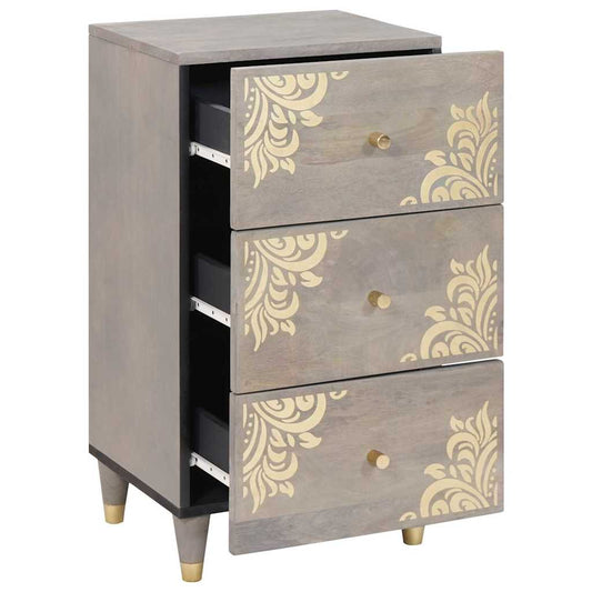 Sideboard Grau und Gold 40 x 33.5 x 75 cm Massivholz Mango
