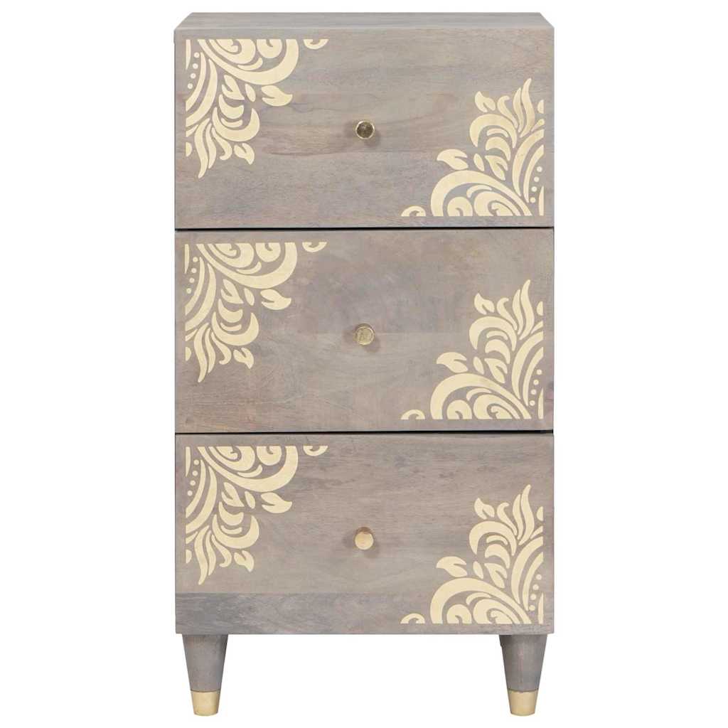 Sideboard Grau und Gold 40 x 33.5 x 75 cm Massivholz Mango