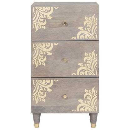 Sideboard Grau und Gold 40 x 33.5 x 75 cm Massivholz Mango