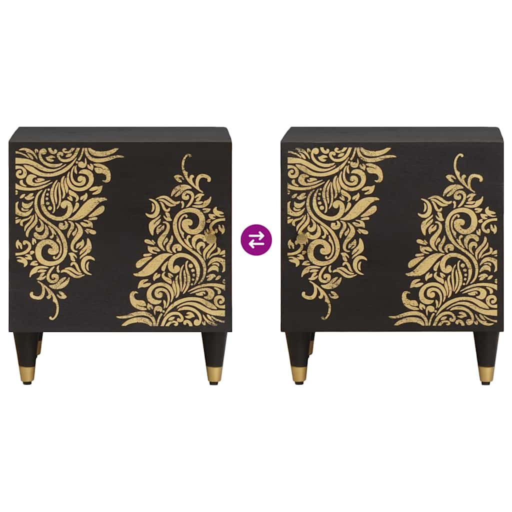 Nachttisch Schwarz 40 x 33 x 46 cm Massivholz Mango