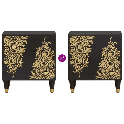 Nachttisch Schwarz 40 x 33 x 46 cm Massivholz Mango