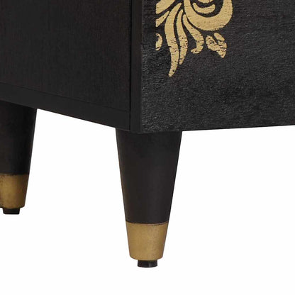 Nachttisch Schwarz 40 x 33 x 46 cm Massivholz Mango