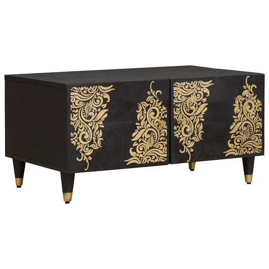 Couchtisch Schwarz 80 x 50 x 40 cm Massivholz Mango