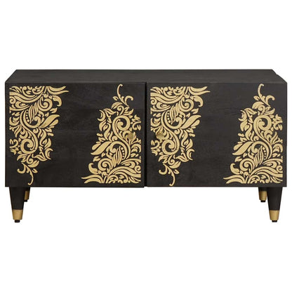 Couchtisch Schwarz 80 x 50 x 40 cm Massivholz Mango