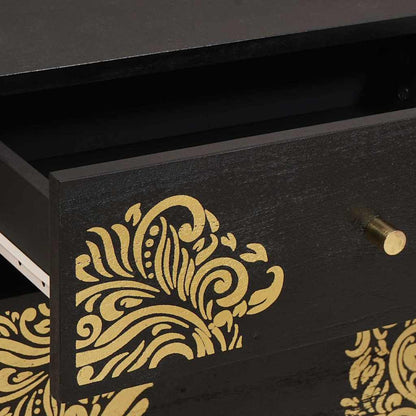 Nachttisch Schwarz 50 x 33 x 60 cm Massivholz Mango