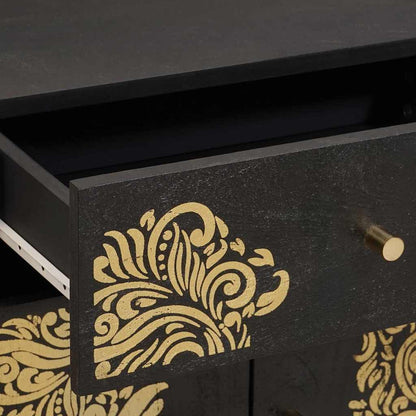 Nachttisch Schwarz 50 x 33 x 60 cm Massivholz Mango