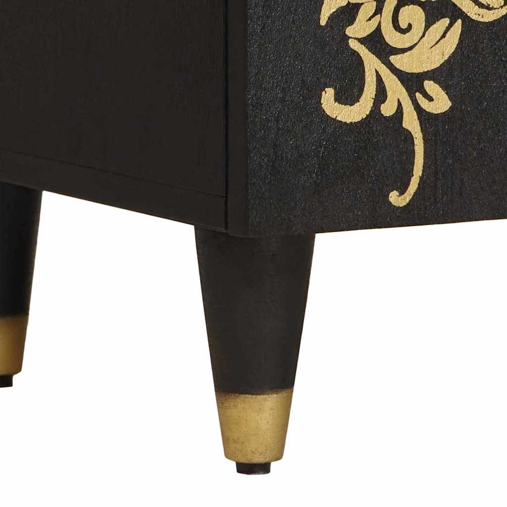 Nachttisch Schwarz 50 x 33 x 60 cm Massivholz Mango