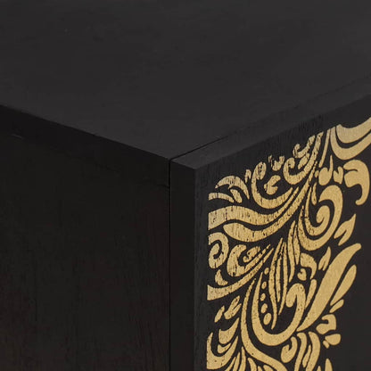 TV-Schrank mit Regal Schwarz 105 x 33 x 46 cm Massivholz Mango