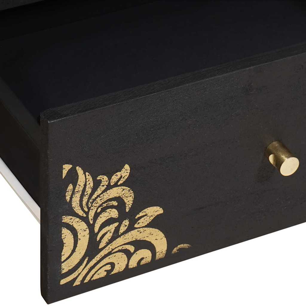 TV-Schrank mit Regal Schwarz 105 x 33 x 46 cm Massivholz Mango