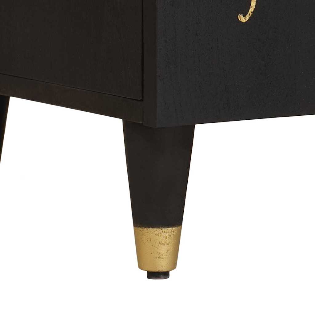 TV-Schrank mit Regal Schwarz 105 x 33 x 46 cm Massivholz Mango