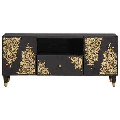 TV-Schrank mit Regal Schwarz 105 x 33 x 46 cm Massivholz Mango