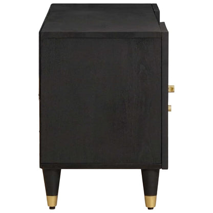 TV-Schrank mit Regal Schwarz 105 x 33 x 46 cm Massivholz Mango