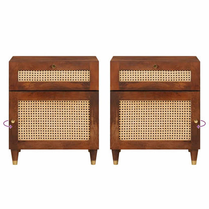 Nachttische Braun 50 x 33 x 60 cm Massivholz Mango