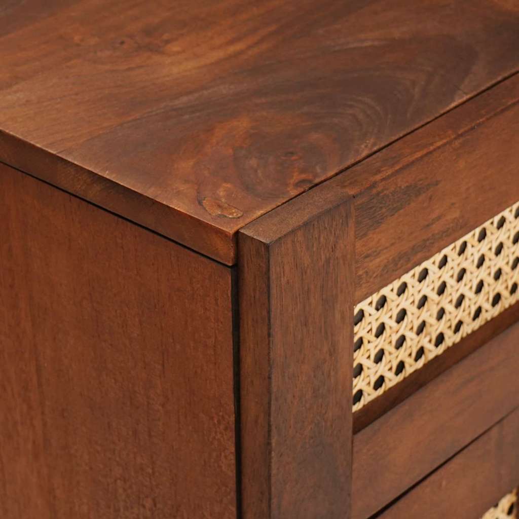 Nachttische Braun 50 x 33 x 60 cm Rohr und massives Mangoholz
