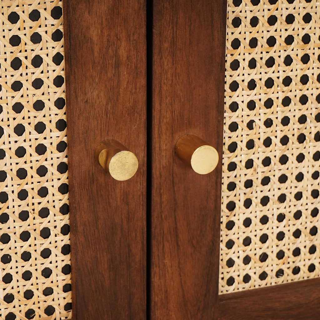 Nachttische Braun 50 x 33 x 60 cm Rohr und massives Mangoholz