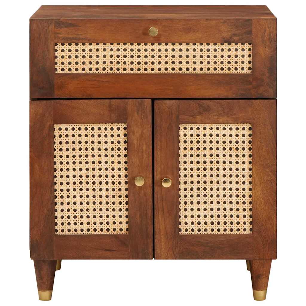 Nachttische Braun 50 x 33 x 60 cm Rohr und massives Mangoholz