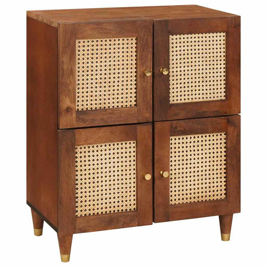 Sideboard Braun 60 x 33.5 x 75 cm Rohr und massives Mangoholz