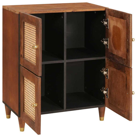 Sideboard Braun 60 x 33.5 x 75 cm Rohr und massives Mangoholz