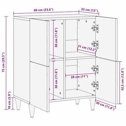 Sideboard Braun 60 x 33.5 x 75 cm Rohr und massives Mangoholz