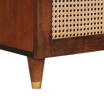 Sideboard Braun 80 x 33.5 x 75 cm Rohr und massives Mangoholz