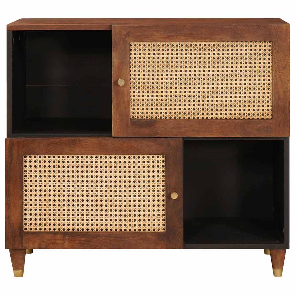 Sideboard Braun 80 x 33.5 x 75 cm Rohr und massives Mangoholz