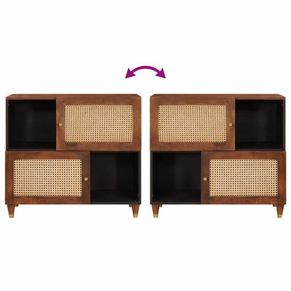 Sideboard Braun 80 x 33.5 x 75 cm Rohr und massives Mangoholz