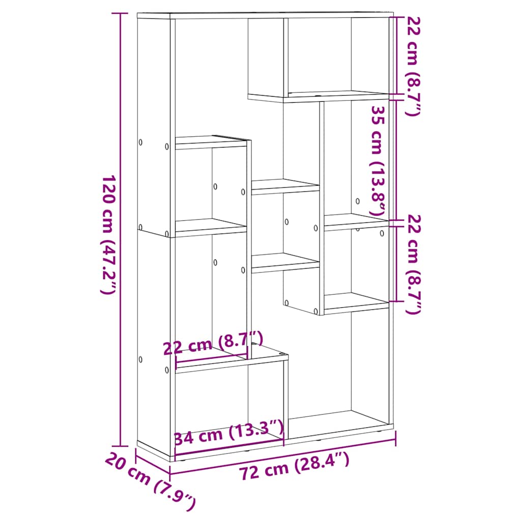 Bücherregal Artisan-Eiche 72x20x120 cm Holzwerkstoff