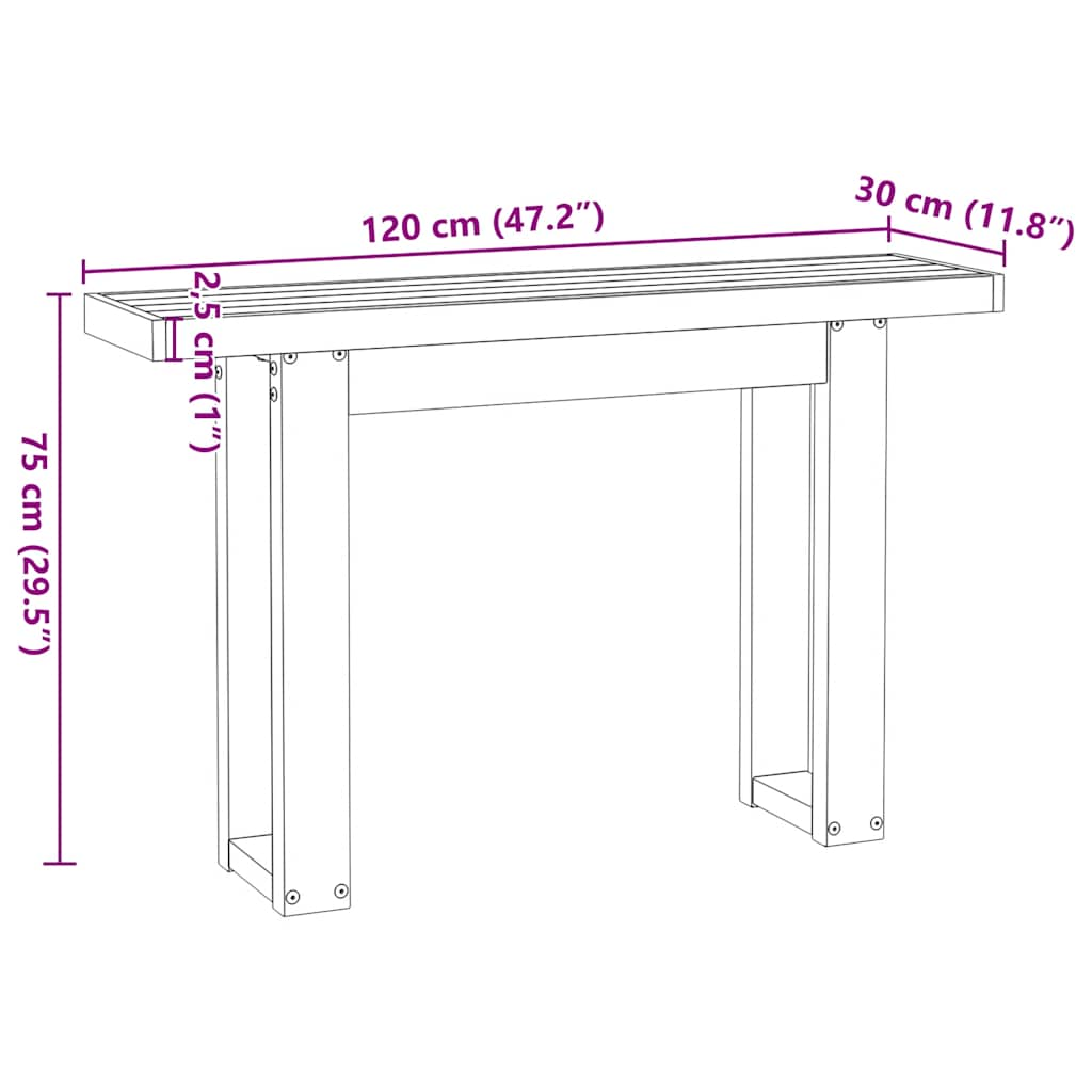 Konsolentisch NOAIN U-Form-Beine 120x30x75 cm Massivholz Kiefer