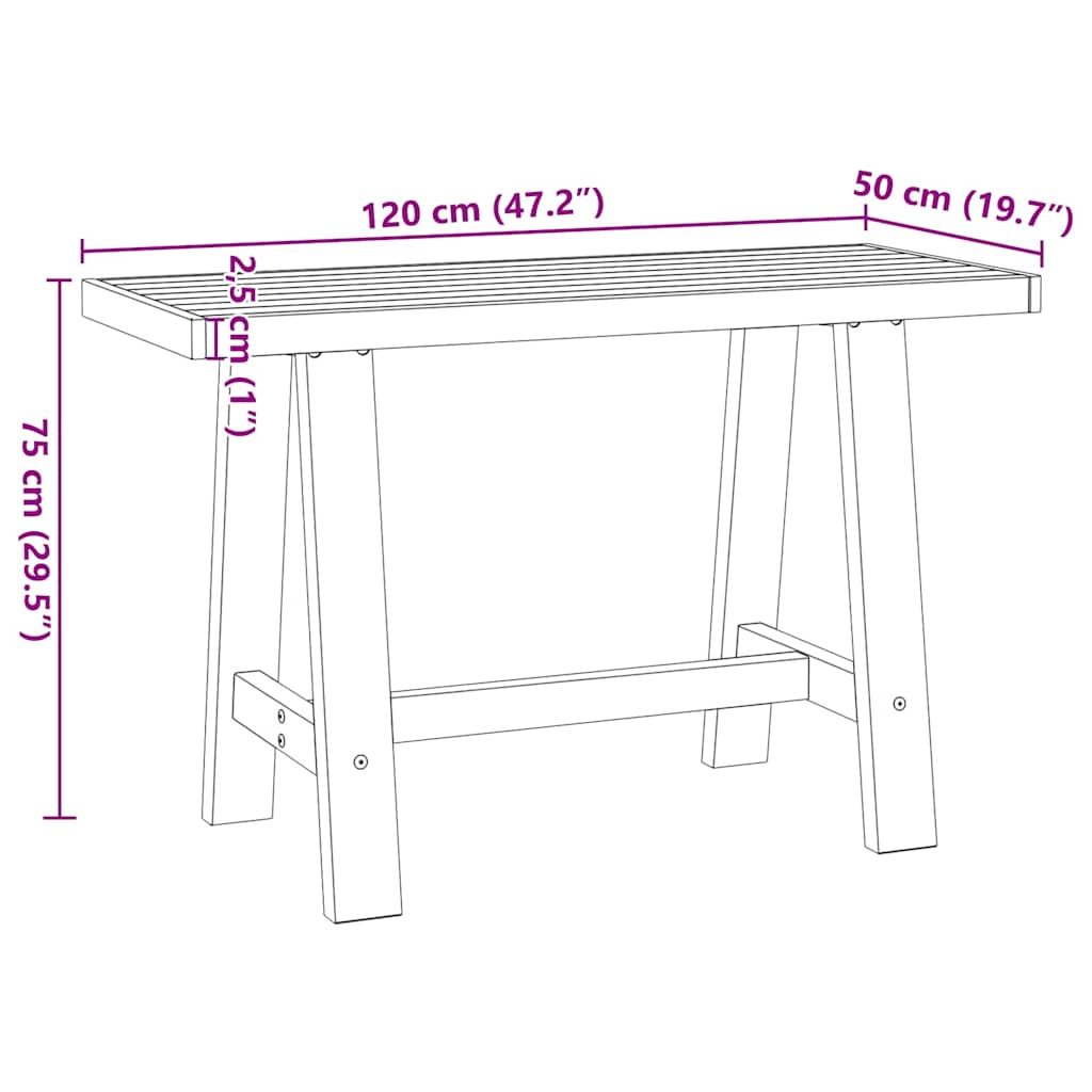 Schreibtisch NOAIN A-Form-Beine 120x50x75 cm Massivholz Kiefer