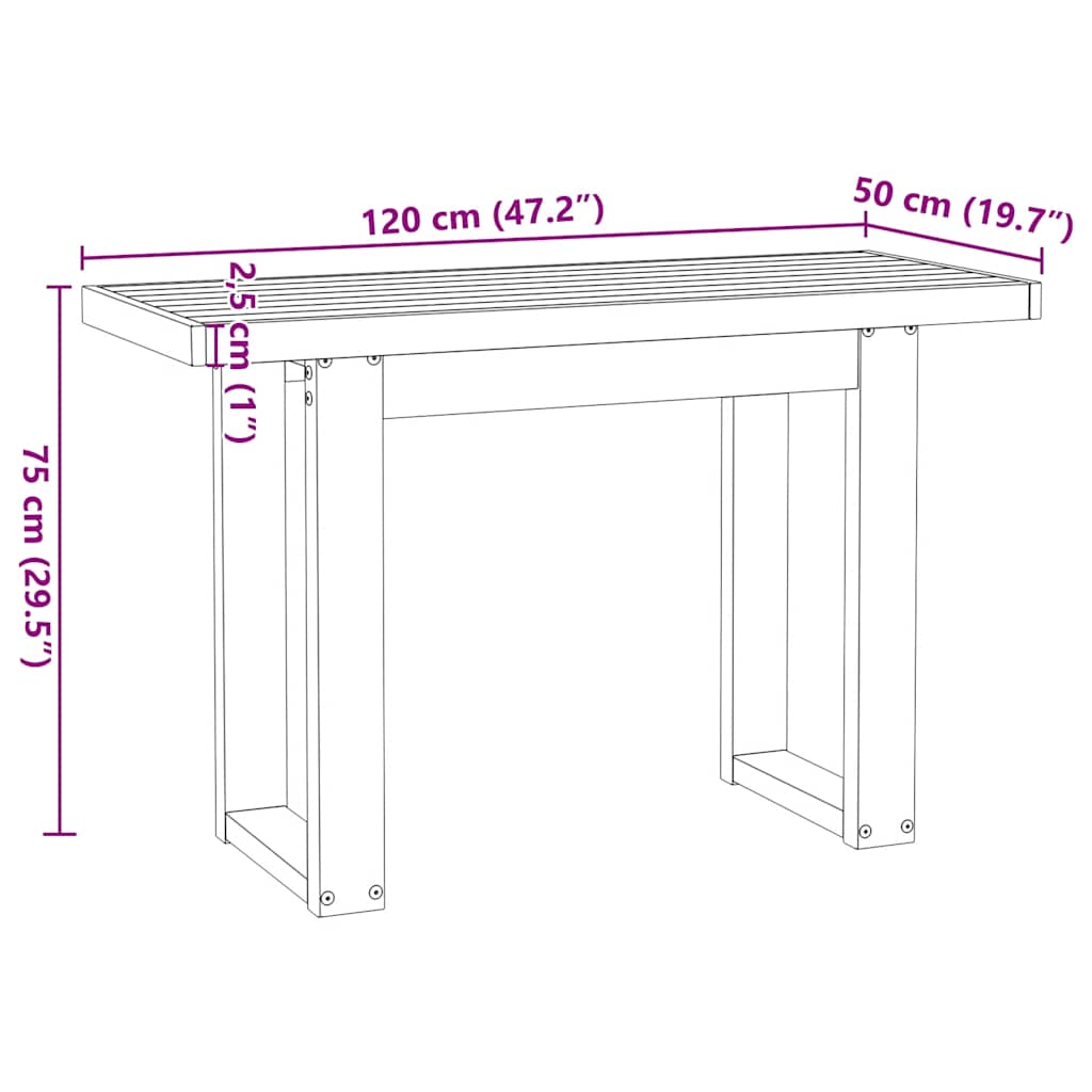 Schreibtisch NOAIN U-Form-Beine 120x50x75 cm Massivholz Kiefer