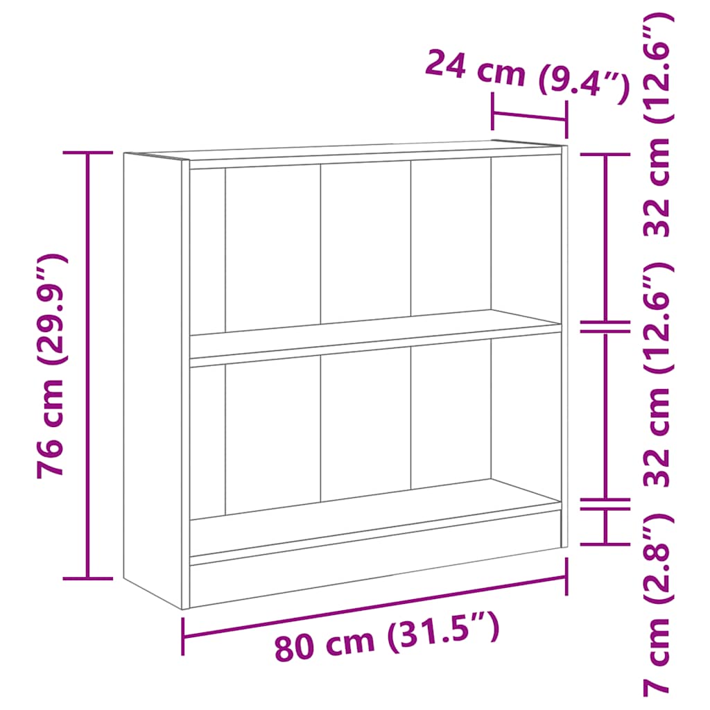 Bücherregal Grau Sonoma 80x24x76cm Holzwerkstoff