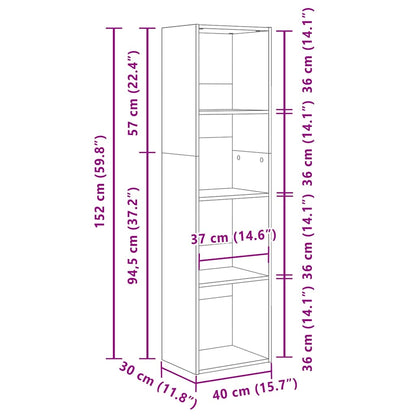 Bücherregal Sonoma-Eiche 40x30x152 cm Holzwerkstoff